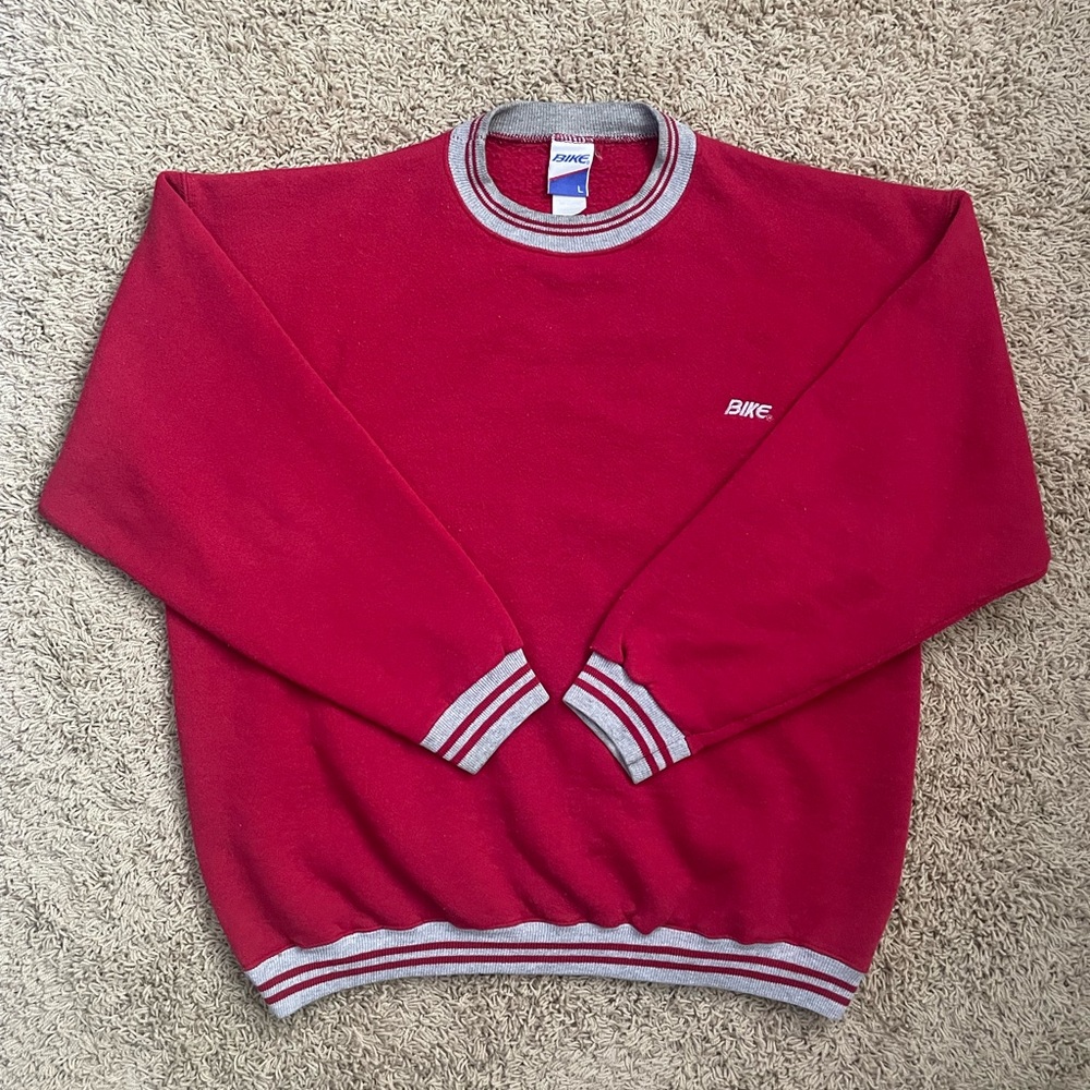 Men's Vintage BIKE Athletic Single Stitch 90s Red Crewneck Sweatshirt